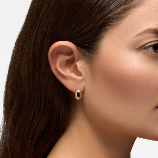 Birks Essentials Yellow Gold Bombe Earrings on model image number 1